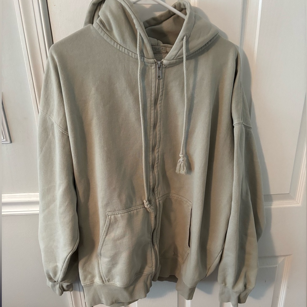 green/grey zip up